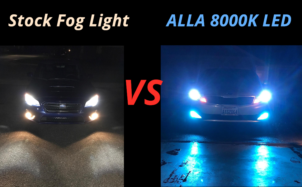 2504-PSX24W-LED-Fog-Light-Bulbs-8000K-Ice-Blue-vs-12276-Halogen-Lamps