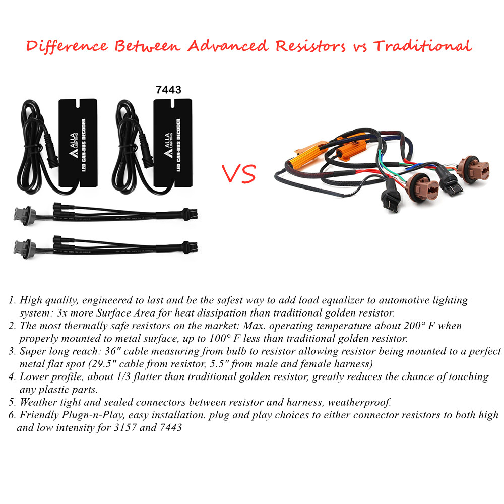 Difference Between advanced 7443 CANBUS LED Resistors vs 6ohm