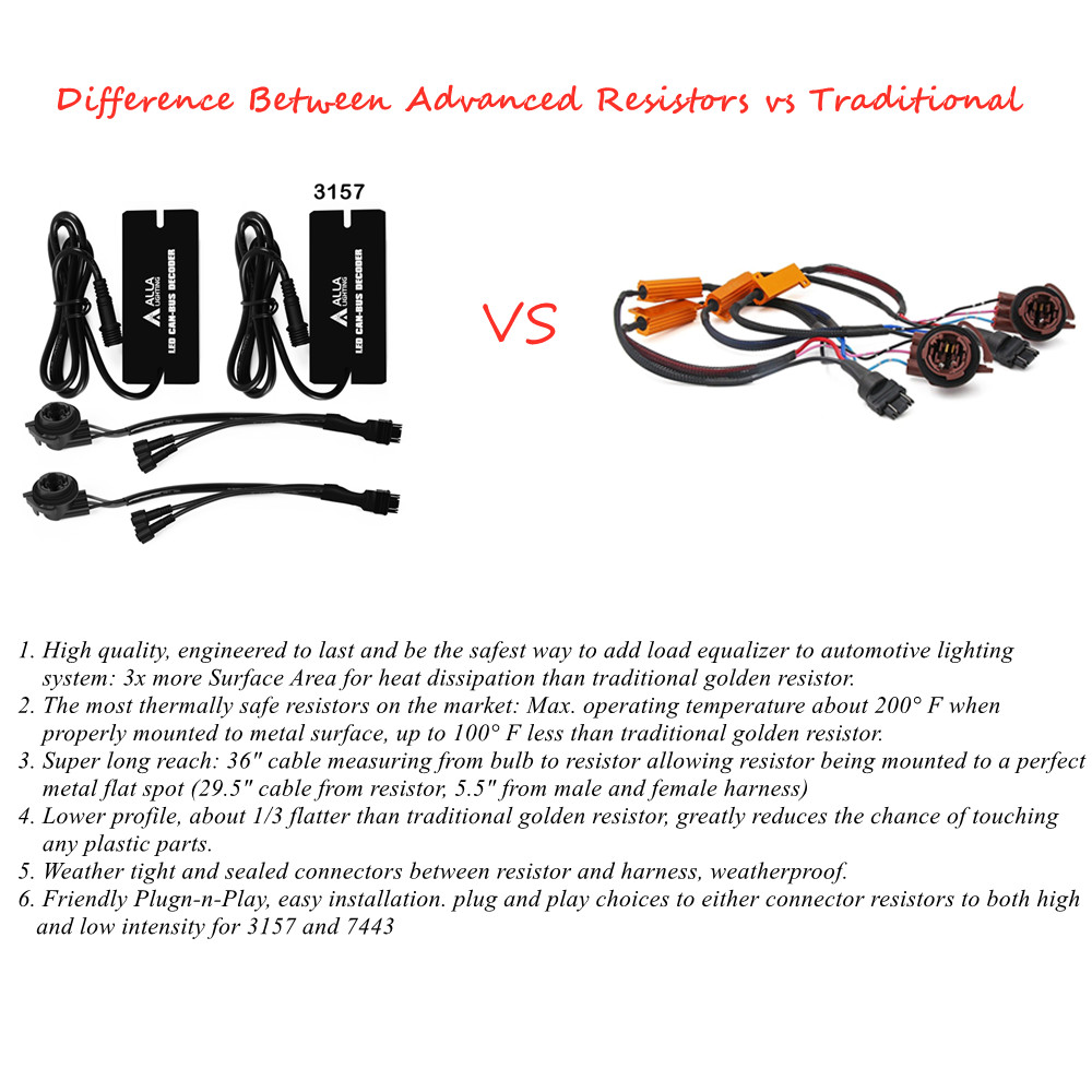 Difference Between advanced T25 3157 CANBUS LED Resistors vs 6ohm