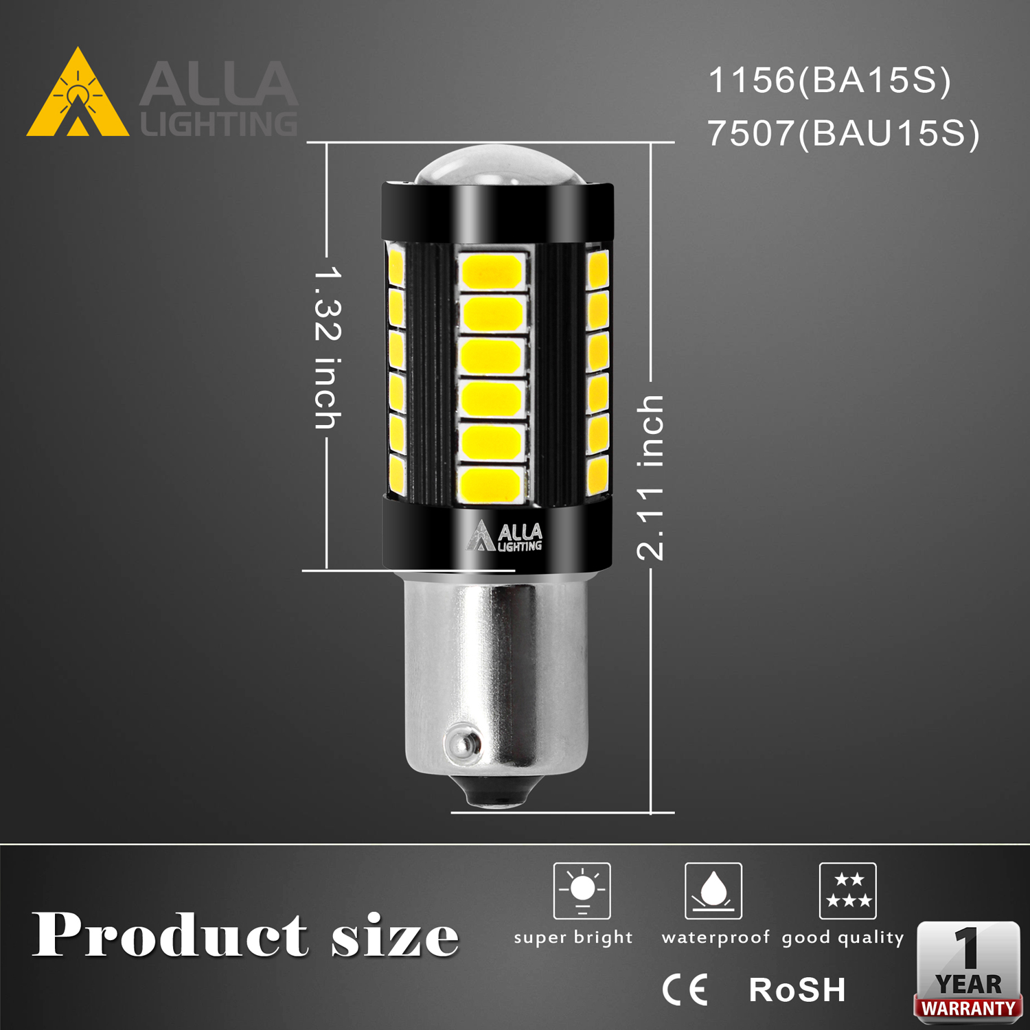 BA15S-1156-LED-Turn-Signal-Brake-Tail-Reverse-Lights-Bulbs-Dimention