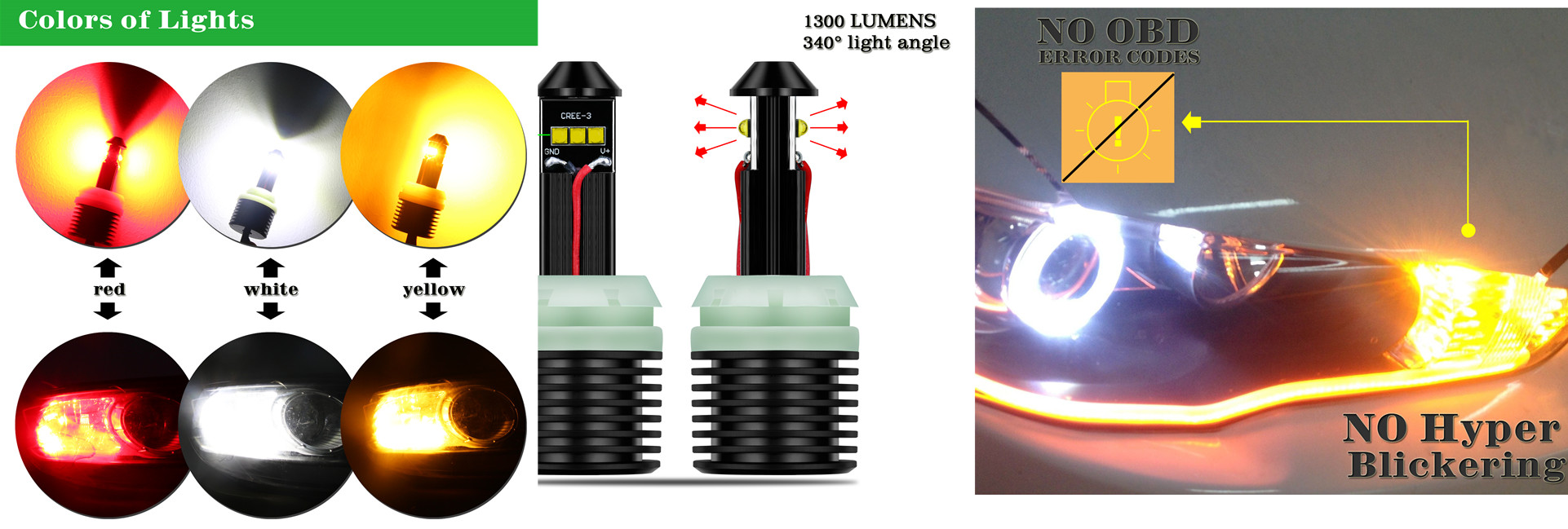 2x 33smd 7440 Rear Turn Signal Light 6000K LED Bulb for 03~17 Honda Accord  Civic