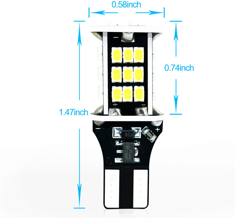8 Stuks Canbus Foutloze LED Achteruitrijlampen 6000K - W16W T15 921 Super Wit