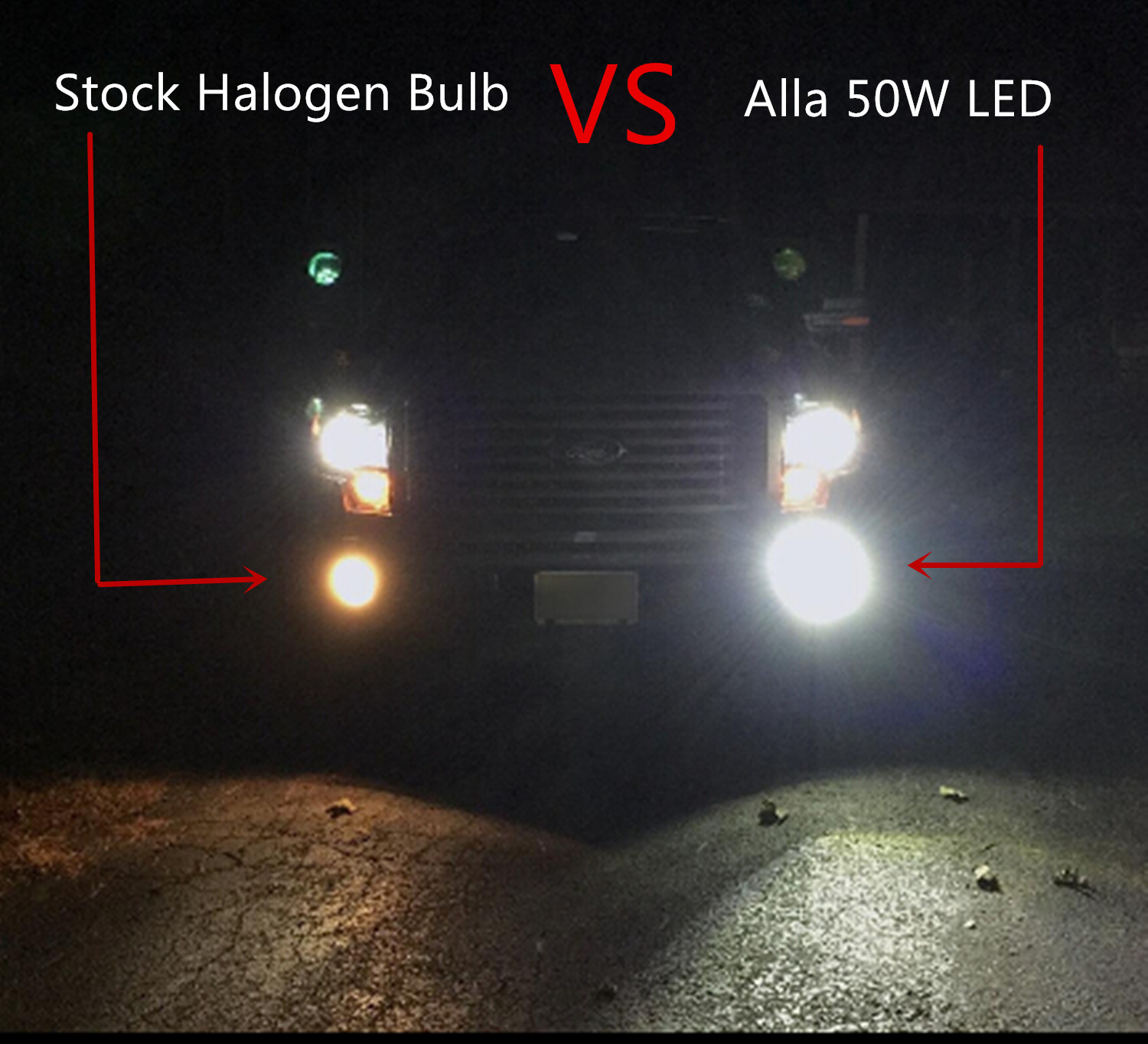 H11-H16-H8-LED-Fog-Lights-Bulb-80W-Cree-DRL-6000K-White-vs-halogen