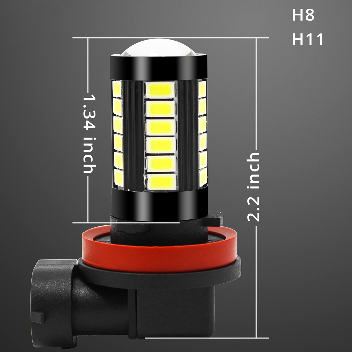  Mega Racer Bombillas LED H11/H8/H9/H16 de nueva generación,  6000 K, blanco frío, 16 chips LED, 12 V, 60 W, 16000 lúmenes, paquete de 2  : Automotriz