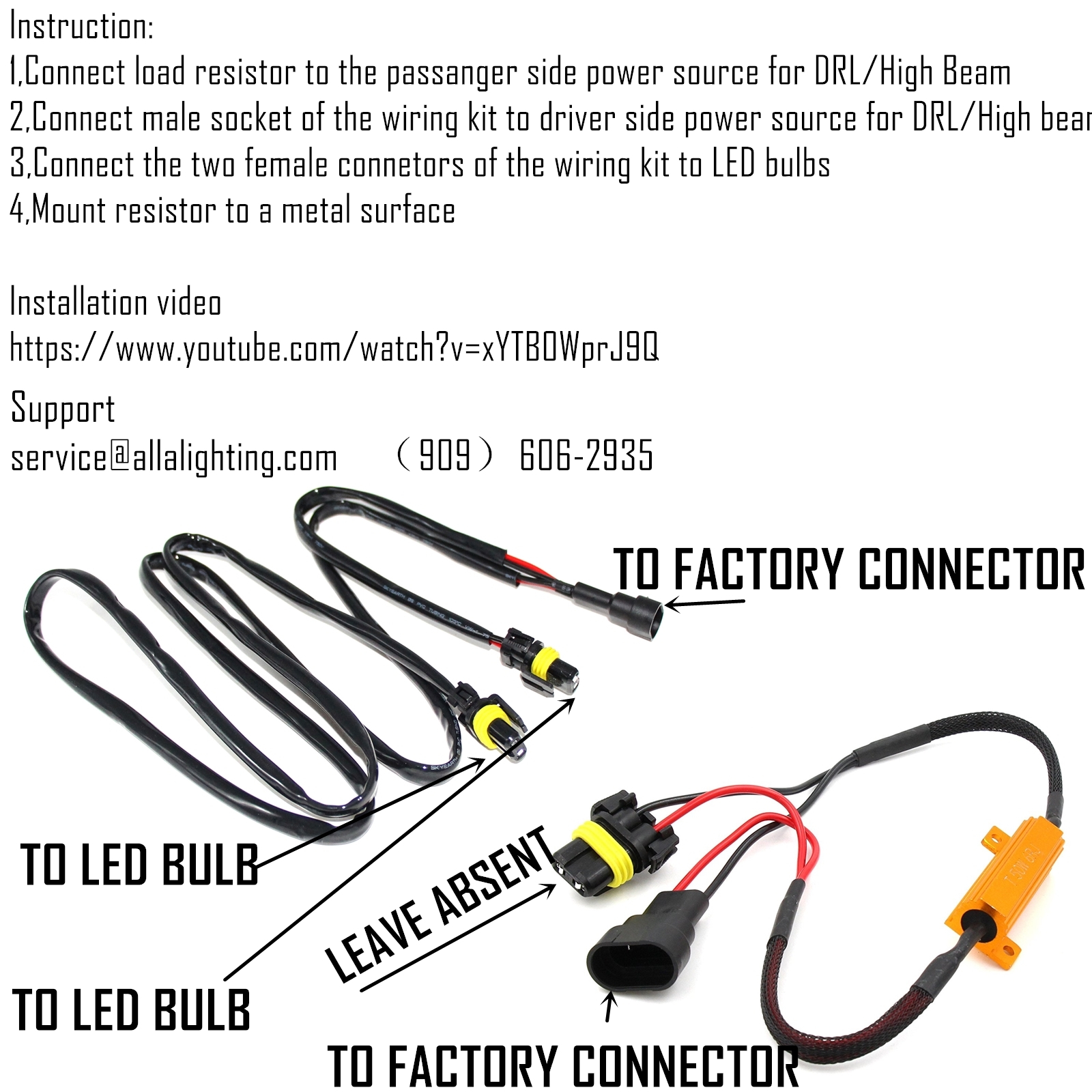 How to Install HB3 9005 LED DRL Anti-flickering + Resistors