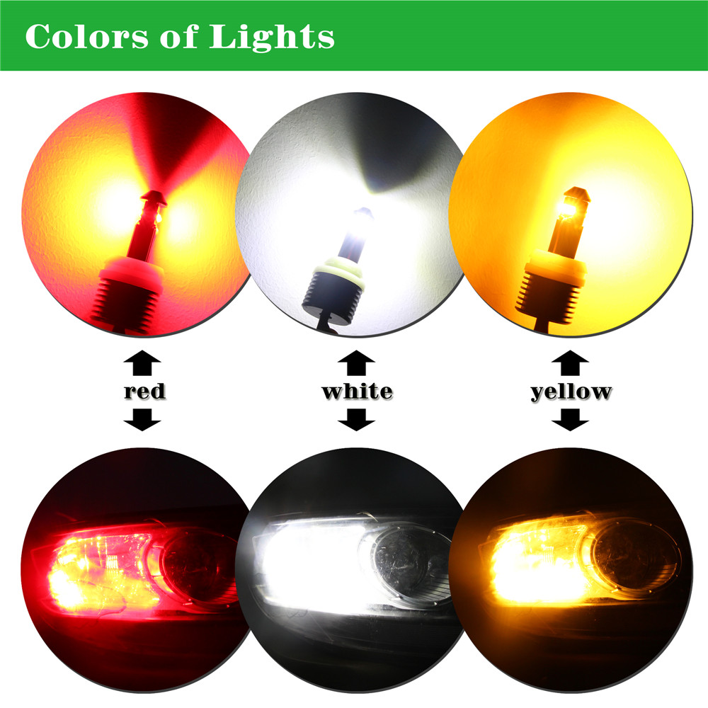 VehiCode 7440 LED Bulb Amber 7443 LED Turn Signal Light Super Bright Kit 12V-24V 7440A 7440NA 7444 7444NA T20 W21W WY21W with Projector Replacement for Car Yellow Marker Blinker Lamp 2 Pack 