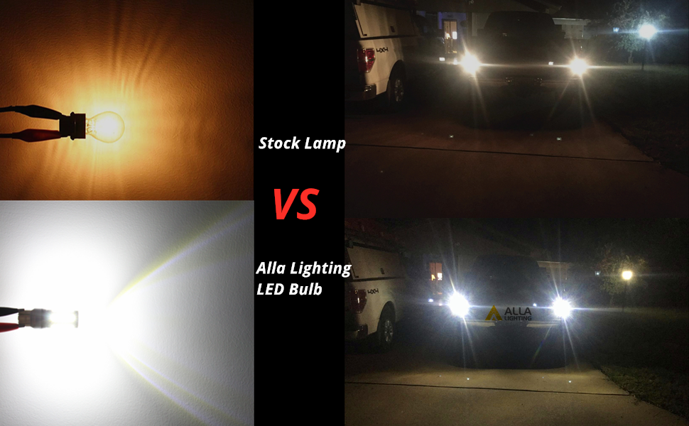 T25 3156 3157 LED Bulb white Reverse Lights vs incandescent lamp