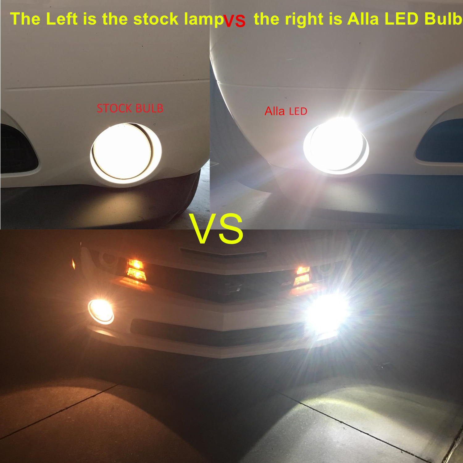 H1 LED Bulbs Fog Lights 6000K Xenon White vs Halogen Lamp